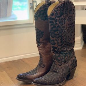 Corral Leather Boots with Black Lace